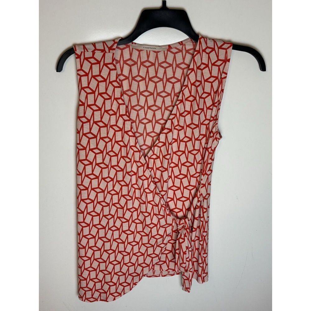 41 Hawthorn Womens Valerie Wrap Knit Top Sleeveless Size‎ XL Geo Print Polyester